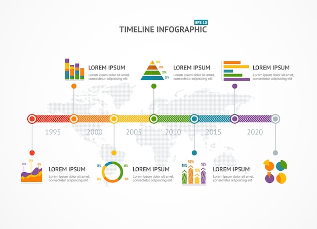 벡터 타임 라인 인포 그래픽, 순위 및 통계, 현대적인 스타일.