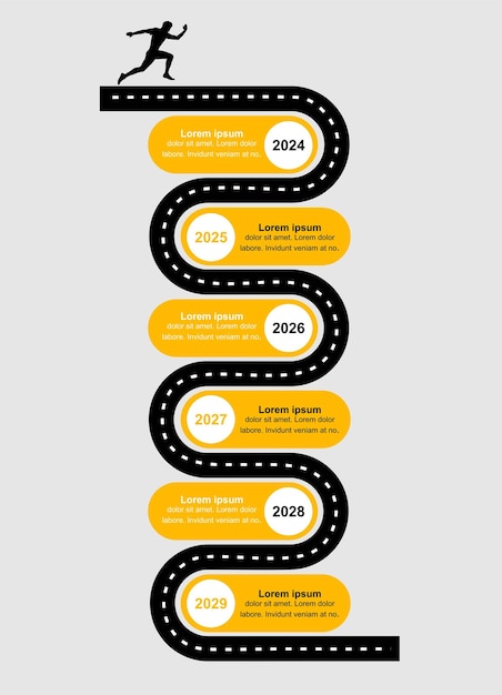 timeline infographic road map with year step