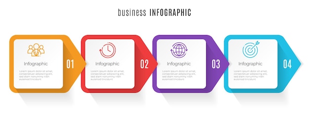 Vettore modello di infografica timeline 4 passaggi