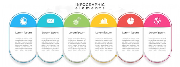 Timeline infographic template 6 options.