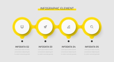 矢量时间轴信息模板设计与黄色4选项可用于演示