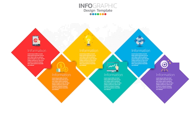 화살표와 5 가지 옵션이있는 타임 라인 인포 그래픽 템플릿 플랫 디자인
