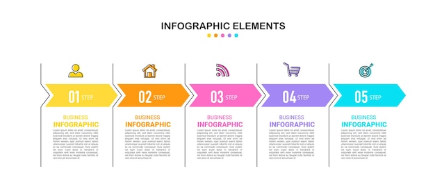 Timeline infographic template with five options