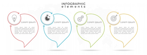 4 가지 옵션 또는 단계가 포함 된 타임 라인 Infographic 템플릿.