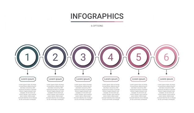 6 가지 옵션이있는 타임 라인 infographic 템플릿