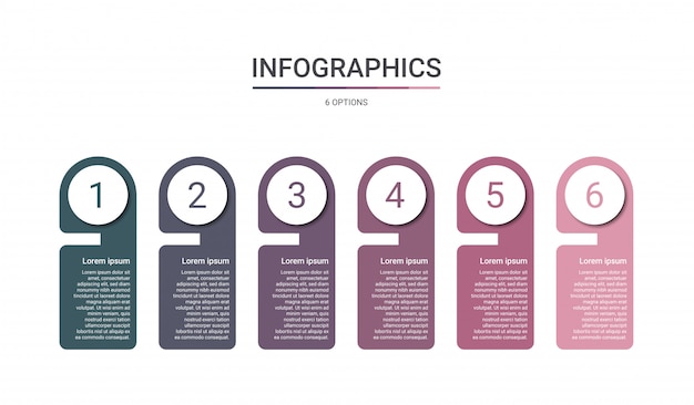 Modello di infografica timeline con sei opzioni