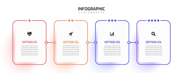 Timeline Infographic Thin Line Design With Rectange Label 4 Option Can be Used For Presentation