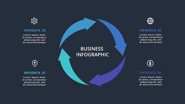 Vector timeline infographic with 6 elements template for web on a black background business presentation vector illustration