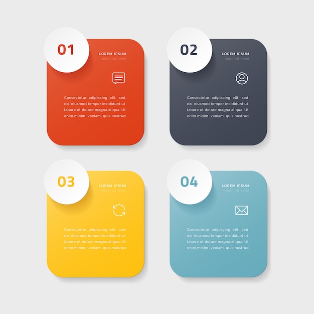 Timeline infographic with four options, steps or processes. colorful template design