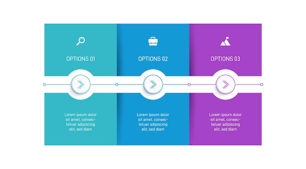 Timeline infographic with infochart Modern presentation template with 3 spets for business process