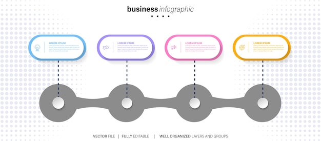 Timeline infographic with infochart Modern presentation template with 4 spets for business process