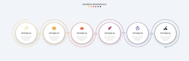 Timeline infographic with infochart Modern presentation template with 6 spets for business process