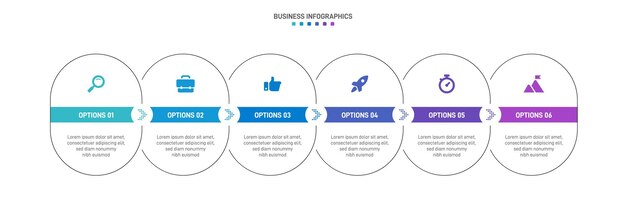 Timeline infographic with infochart Modern presentation template with 6 spets for business process