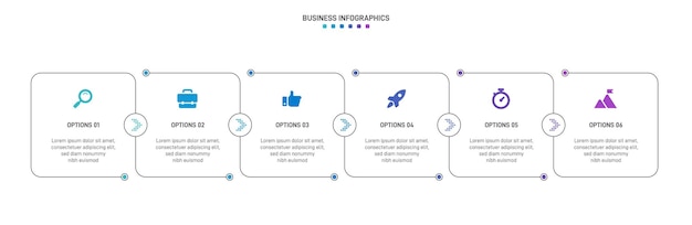 Timeline infographic with infochart Modern presentation template with 6 spets for business process