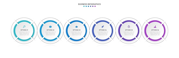 Timeline infographic with infochart Modern presentation template with 6 spets for business process