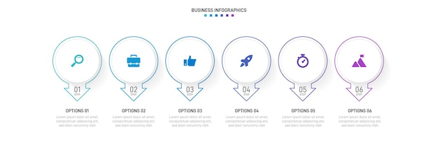 Timeline infographic with infochart Modern presentation template with 6 spets for business process