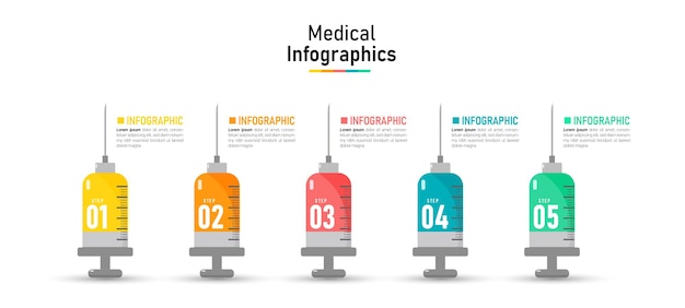 의료 및 Healtcare 개념 타임 라인 인포 그래픽