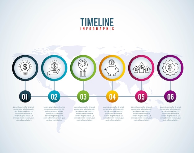 Creatività di risparmio finanziario dei soldi del mondo infographic di cronologia