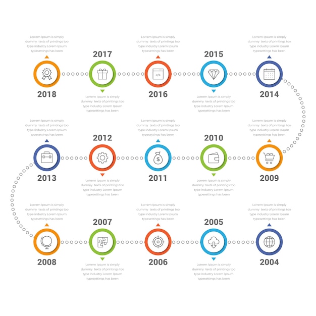 Vector timeline infographics (15 steps)