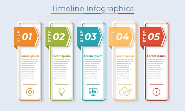 Timeline Infographics Design Marketing Icons Business Data Visualization with steps or Processes