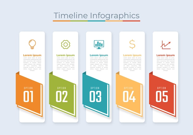 Timeline Infographics Design Marketing Icons Business Data Visualization with steps or Processes