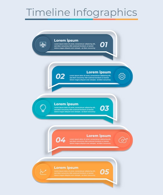 Vettore timeline infografica design paper art style icone di marketing processi di visualizzazione dei dati aziendali