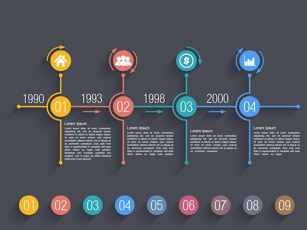 Временная шкала инфографического дизайна шаблона векторной иллюстрации eps10