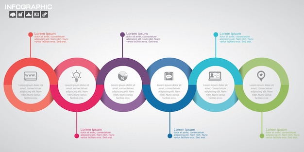 Timeline infographics design template with 6 options process diagram vector eps10 illustration