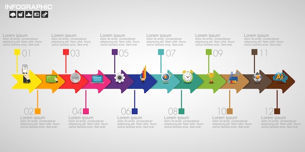 Modello di progettazione infografica timeline