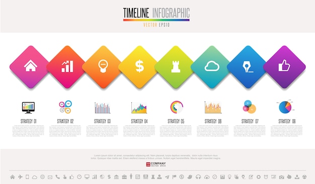 Modello di progettazione infografica timeline