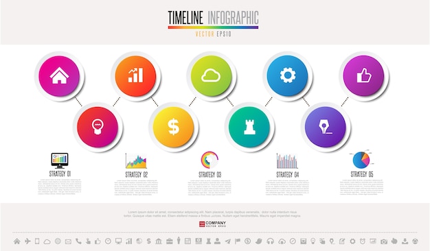 タイムラインInfographicsデザインテンプレート