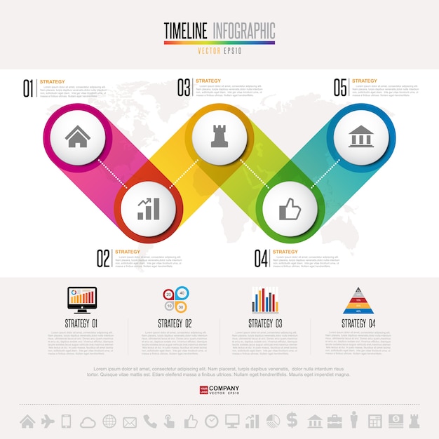 タイムラインinfographicsデザインテンプレート