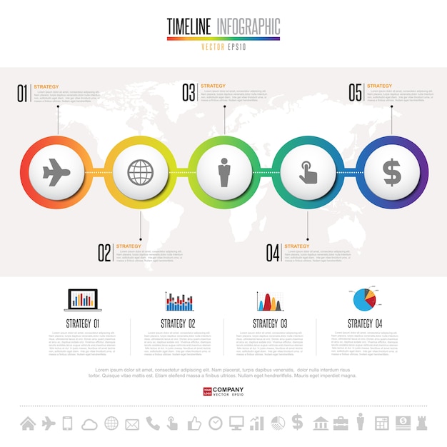 Modello di progettazione infografica timeline