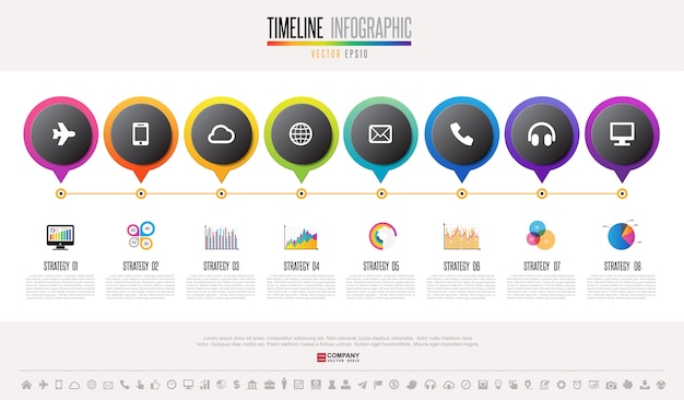 Шаблон временной инфографики временной шкалы