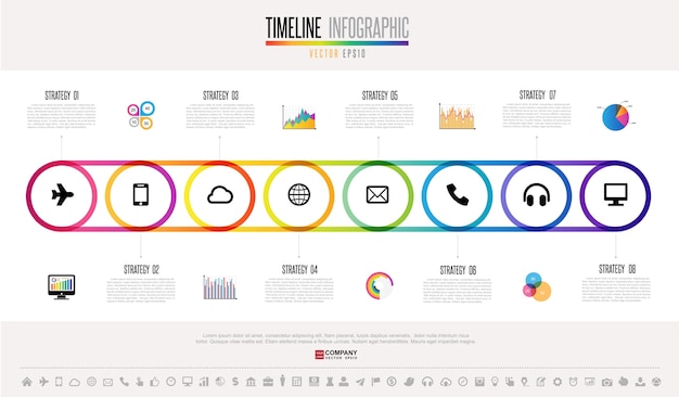 Modello di progettazione infografica timeline