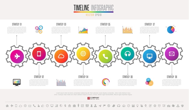 タイムラインInfographicsデザインテンプレート