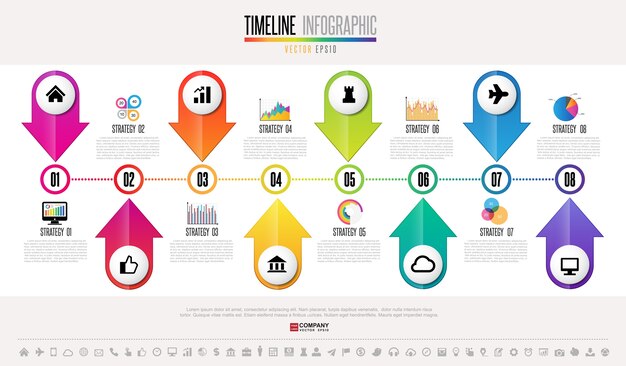 Modello di progettazione infografica timeline