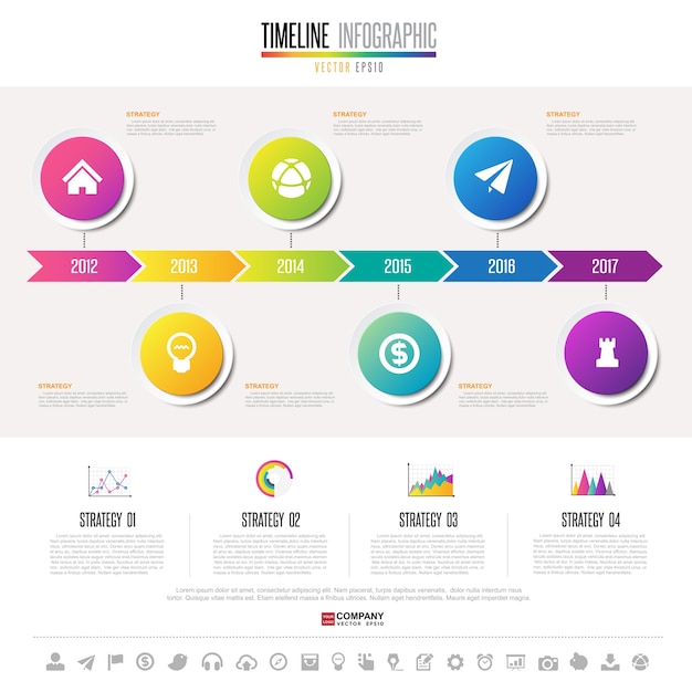 ベクトル タイムラインinfographicsデザインテンプレート