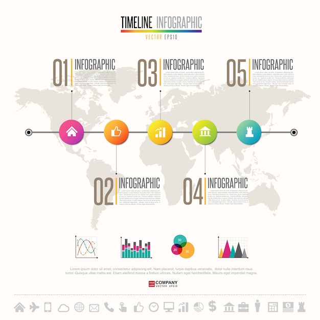 Modello di progettazione infografica timeline