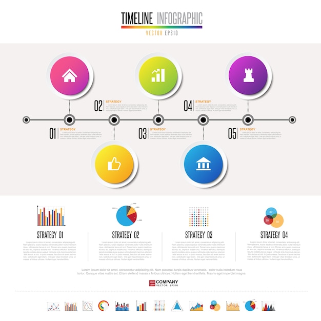 タイムラインinfographicsデザインテンプレート