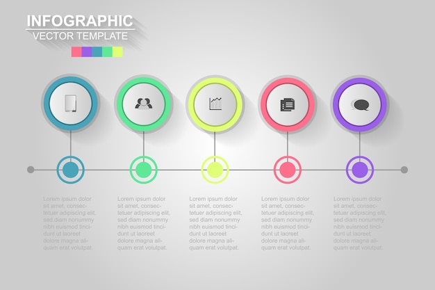 ベクトル タイムラインinfographicsデザインベクトル。 5つのオプション、ステップまたはプロセスによるビジネスコンセプト