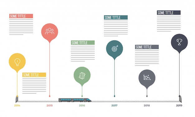 Vector timeline infographics layout with six (6) steps.