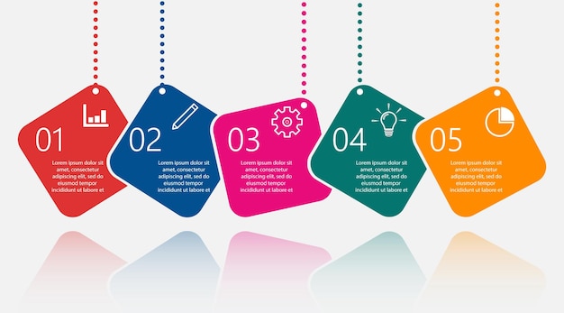 Timeline infographics ontwerp sjabloon met 5 opties proces diagram vector