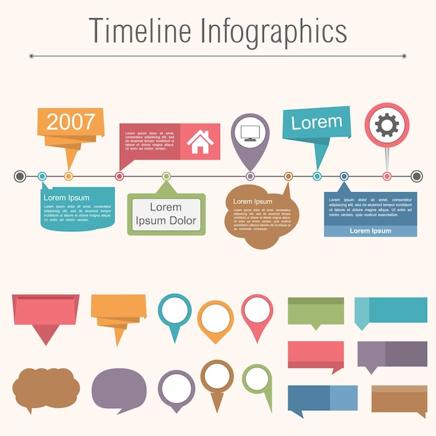 Timeline infographics ontwerp sjabloon met verschillende elementnts voor uw inhoud vector eps10 illustratie