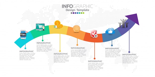 Modello di infografica timeline con frecce