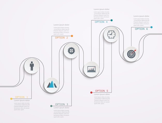 Timeline, infographics template with stepwise structure