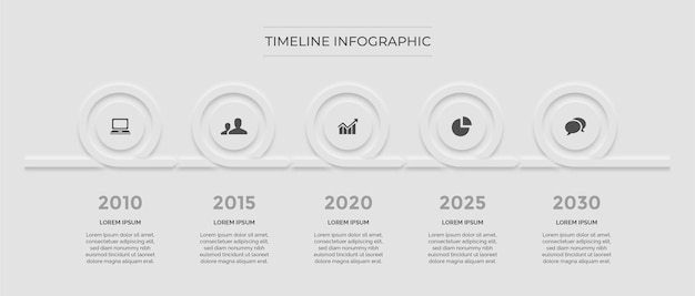 Vector timeline infographics with a few icons