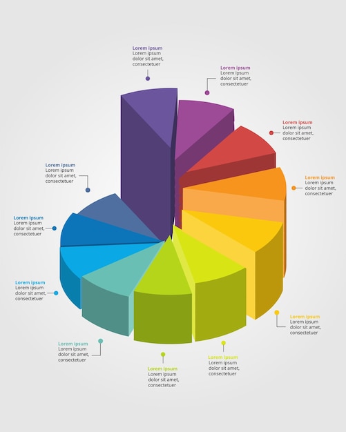 timeline pie chart template for infographic presentation template with 11 element for banner