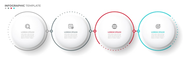 Timeline processes with 4 options circles