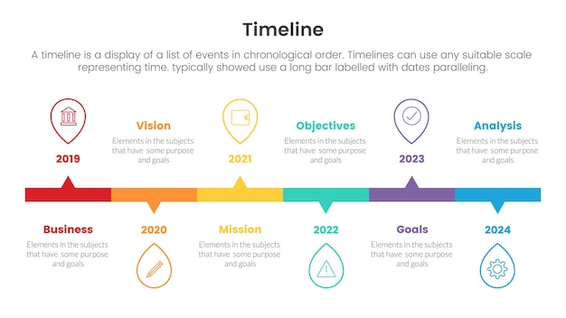Vector timeline set of point infographic with long rectangle box and small arrow callout concept for slide presentation template banner